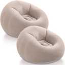 Realspring Inflatable Bean Bag Chairs Outdoor Blow up Camping Chairs Inflatable Lazy Sofa Folding Portable Bean Bag Loungers Couch for Movie Night(Coffee,2 Pcs)