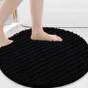 Arotive Round Bathroom Rugs 24x24, Extra Soft Thick Absorbent Shaggy Chenille Bath Rugs, Non-Slip Machine Wash Dry, Bath Mats for Bathroom Floor, Tub and Shower, Home Decor Accessories, Black