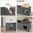 Cat Tunnel for Indoor Cats, DIY Transformable Cat Hideaway Cave, Felt Kitten Play Tubes and Tunnels, Felt Peekaboo Cat Toy with Interactive Peek Holes (Grey, Straight Tunnel)
