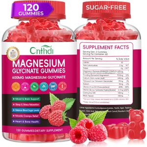 Magnesium Glycinate Gummies 600mg, High Absorption Magnesium Gummies with L-Threonate, Calcium, Vitamin B6, D3, Sugar Free Chews for Adults & Kids Relaxation, Stress Relief, Night Rest (120 Count (Pack of 1))