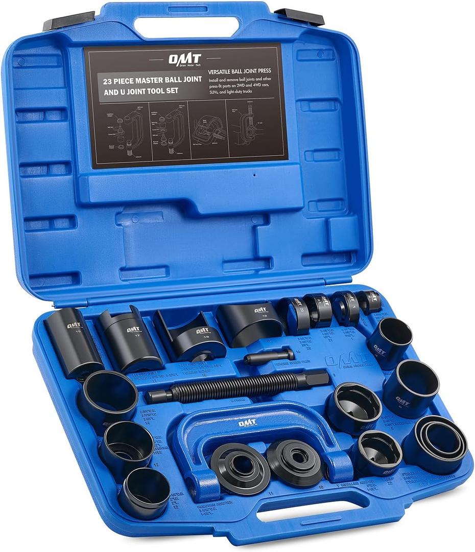 Orion Motor Tech Master Ball Joint Press Kit, 23pc Ball Joint Press & U Joint Removal Kit with Sockets and Universal Adapters, Heavy Duty Ball Joint Tool Set