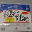 Carson Dellosa Education 219-Piece White with Black Trim Cutout Letters, 4" Upper and Lowercase Alphabet, Numbers, Punctuation, and Symbols for Bulletin Board, Posterboard, Party, and Classroom Decor