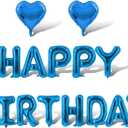 6 x Blue Happy Birthday Balloons Banner Foil Balloons Letters Men's Balloon for Blue Themed Party Decoration Supplies Independence Day Birthday Decoration Decor Ballons Arch Kits Party Balloon Set 15pcs