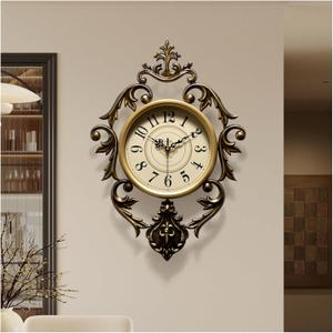 Vintage Wall Clock, Antique Decor, Battery Operated,Non Ticking European Style Metal Wall Clock, 26" x 19" Decorative Retro,Bedroom/Living Room/Kitchen
