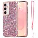 Lafunda for Samsung Galaxy S25 Case Glitter, Luxury Shiny Bling Sparkly Bumper Cover with Crystal Diamonds for Women Girls Soft Shockproof Protective Phone Case for Samsung Galaxy S25 6.2", Pink