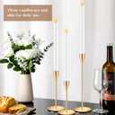 FillTouch 30 Pcs Gold Candlestick Holders with Flameless LED Candles Bulk Includes 15 Metal Candle Holders and 15 Battery Operated Taper Candles for Wedding Valentines Table Centerpieces Home Decor