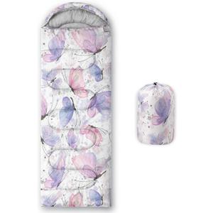 Kids Sleeping Bag for Boys Girls,3D Basketball Print-Lightweight Warm Portable Outdoor Indoor-Waterproof Cold Weather Resistant Sleeping Bag for Camping Hiking (Butterfly)