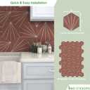 45-Sheet Peel and Stick Backsplash Tile Sticker, 6" x 7" Orange Art Deco Hexagon Flower Vintage Self-Adhesive Wall Tile for Kitchen Bathroom Shower Living Room, Covers 10 Sq. Ft.