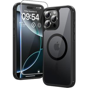 TAURI for iPhone 16 Pro Max Case, Compatible with MagSafe [Not-Yellowing] with Screen Protectors, Military-Grade Protection, Slim Magnetic Case for 16 ProMax 6.9", Black