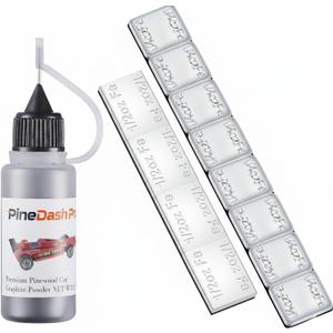 Pinedash Pro Pinewood Weights Kit - 4oz Pinewood Car Derby Weights & Graphite Powder-12 Pieces 2 Sizes Derby Weights-0.5OZ Graphite Lubricant for Derby Car Pine Derby Car Wheels Axles Speed