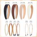 LYroo Fashion Wide Headbands Cute Thin Metal Head Bands No Slip Pearl Headband Multi-style Hair Accessories for Women Girls,10 Pack