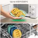 2 Pack Silicone Taco Holder Plates with Metal Reinforced Frame, Reusable Taco Holder Silicone Taco Plates for Hard and Soft Tacos, Taco Serving Plates for Party, Dishwasher-Safe Taco Holders Set of 2