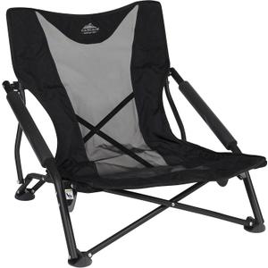 Cascade Mountain Tech Camping Chair - Low Profile Folding Chair for Camping, Beach, Picnic, Barbeques, Sporting Event with Carry Bag , Black