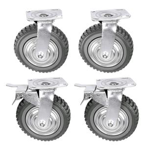 6 Inch Rubber Caster Wheels Heavy Duty Anti-Skid Swivel Casters 1653Lbs Silent Universal 360 Degree Rotation Ball Bearing Set of 4 (All Swivel,2 with Brake Lock, 2 Without)