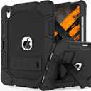 Rantice Case for iPad 11 inch (A16) 11th Generation 2025 / iPad 10th Generation 10.9 inch, Heavy Duty Shockproof Rugged Protective ipad Case with Kickstand & Pencil Holder, Black