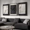 Large 3D Textured Framed Black and White Abstract Wall Art for Living Room, 3 Piece Modern Artwork for Walls, Black White Minimalist Geometric Paintings for Hallway Office Wall Decor 24x36 In