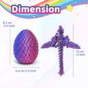 4 Pack 3D Printed Dragon Egg - Easter Basket Stuffers, Small Egg with Wings Dragon Inside, 3D Printed Fidget Toys, Surprise Toys for Gift, Desk Executive Pet