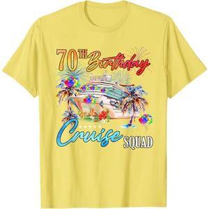 70th Birthday Cruise Squad Funny 70 Years Old Men Women T-Shirt (Yellow, L)