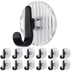 Thyle 12 Pcs Christmas Wreath Hangers for Front Door 1.8 Inch Adhesive Wall Hooks for Heavy Duty Black Wreath Hooks Over The Door for Garland Window Christmas Wreaths Party Decorations