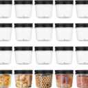 novelinks Black Minimalist Plastic Jars With Lids 20 Pcs 4 oz Mason Jars Small Food Storage for Milkshakes Juice Nuts Cupcakes Candy