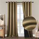 Gold Blackout Curtains for Bedroom and Living Room 2 Panels Set 52 inches Wide 96 inches Length Thermal Insulate Curtains, Cold or Heat and Full Light Blocking Curtains