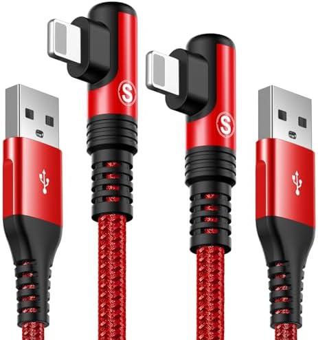 Right Angle i Phone Charger Cable 2-Pack, 10FT, [Apple MFi Certified] Ligtning Cable Fast Charging Nylon Braided Compatible with i Phone 14/13/12/11 Pro Max/XS MAX/XR/XS/X/8/7/Plus/6S/6/SE/5S/i Pad
