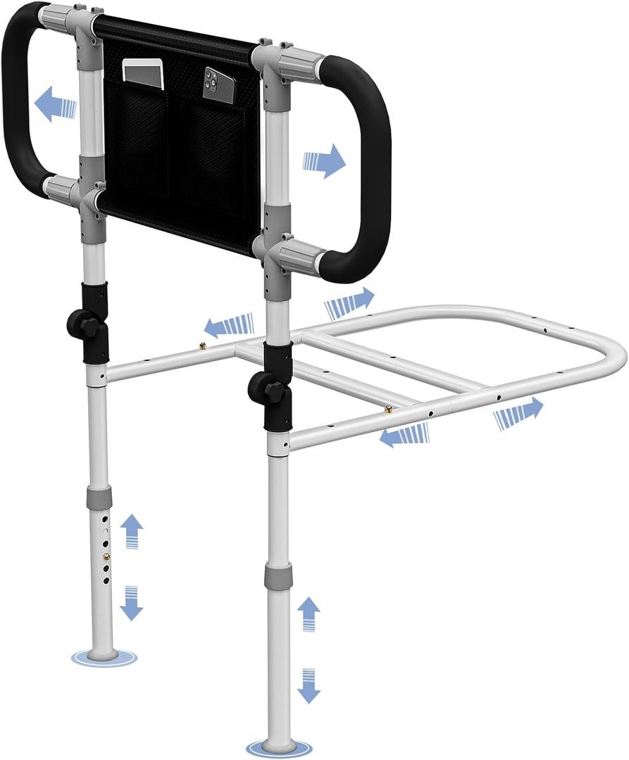 Adjustable Support Grab Bars Bumper for Twin Queen King Size Under Mattress Bedside Cane Railings for Seniors Adult Pull Up Assist Bed Rails for Elderly Adults Safety to Get in and Out of Bed