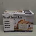 TeamFar Bread Box with Wooden Lid, 13.1 x 7.2 x 9.7 Metal Bread Container Storage Holder for Family Farmhouse Kitchen Countertop, Powder-Coated & Healthy, Large Capacity & Classic Pattern (Black)