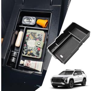 Center Console Organizer Compatible with Chevy Equinox 2025 2026 Interior Accessories, Middle Armrest Storage Box Dual-Layer Compartment Tray for 25-26 Equinox LT/RS/ACTIV (NOT for EV)