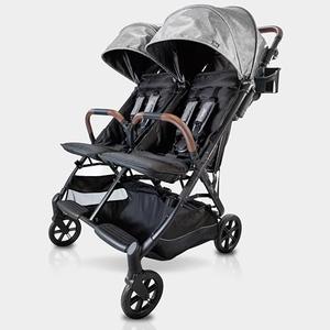 Strolee Lightweight Double Side by Side Stroller - 22 Lbs, 9.5" Compact Fold, Twin Nap Ready Seating, No Rethread Harness, Magnetic Buckle & Ultra Plush Seat 60Lb Max Per Seat- (v2 Shadow)