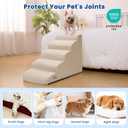 Airpanda 5 Step Dog Stairs for High Bed Pet Steps for Small Dogs, Non-Slip Dog Ramp with Washable Cover, Pet Ladder for High Beds,Beige