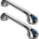 Shower Handle 16 inch Shower Grab Bar for Seniors and Elderly Strong Suction Cup Grab Bars for Bathroom and Showers Bathtub Grab Bar Waterproof No Drilling Safety Assist Handle (silver-Pack of 2, 16Inch)