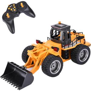 Top Race 6 Channel Full Functional Front Loader RC Remote Control Construction Toy Tractor Lights & Sounds 2.4Ghz Remote Control Tractor Toys Bulldozer RC Construction Vehicles Boy Toys