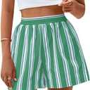 PRETTYGARDEN Boxer Shorts for Women 2025 Summer Casual Striped Cotton Pajama Y2K Fashion Lounge Sleep Bottoms with Pockets XXL