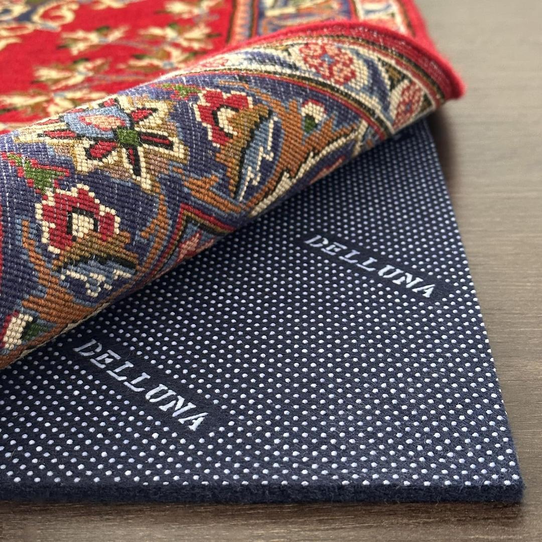 DELLUNA Non-Slip Area Rug Pad 1/4" Thick Double Side Rubber + Felt, 5'x7' Premium Deluxe Cushioned- Safe for All Floors, Adds Comfort and Protection, Ultra Strong Grip, Stop Rug from Moving.