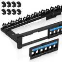 Everest 24 Port Keystone Patch Panel (1-Pack) - Removable 6-Port Panels - Use with Slim Profile Keystones ONLY (Wider Jacks May not fit Side by Side) - with Adjustable Rear Cable Management Bar