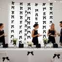 Taobary 8 Pcs 6.6 ft Valentine Bow Garland, Satin Ribbon Bow Banner Coquette Hanging Ornament for Photo Wall Backdrop Birthday Party Wedding Bridal Baby Shower Decorations(Black,1 Inch)