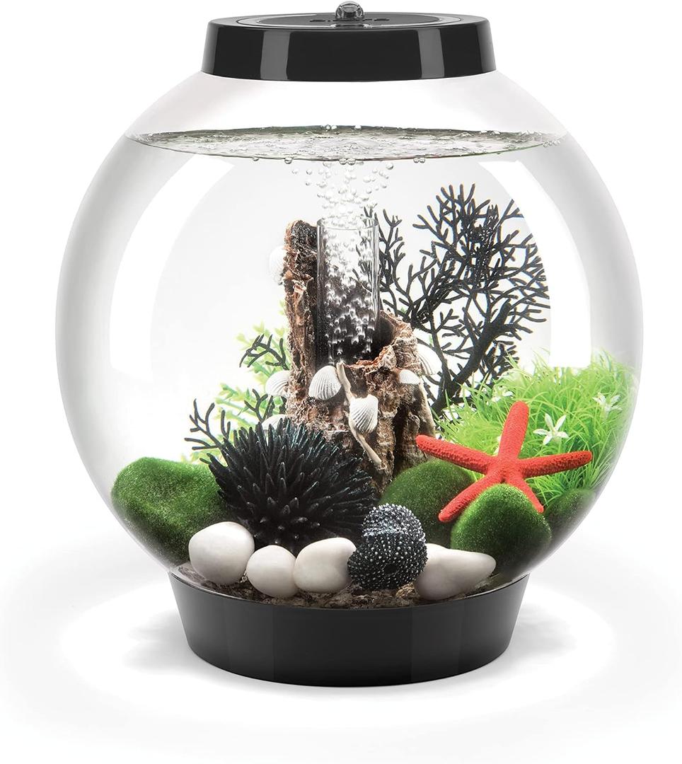 biOrb Classic 15 Acrylic 4-Gallon Aquarium with Multi-Color Remote-Controlled LED Lights Modern Compact Tank for Tabletop or Desktop Display, Black
