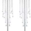 Wedding Centerpieces for Tables, 2Pcs Tall Metal Flower Vases with Chandelier Crystal, 29.5in Silver Flower Stand Centerpieces for Tables Wedding Reception Birthday Party Events Home Decor (2L)