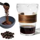 Pour Over Coffee Maker Set with Reusable Microporous Ceramic Coffee Filter, No Paper Filters Needed, Heat-Resistant Handle Borosilicate Glass Coffee Pot, Ideal for Ground Coffee