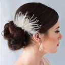 Latious Flapper Feather Hair Comb White Crystal Bridal 1920s Hair Clip Fascinator Hair Accessories for Women