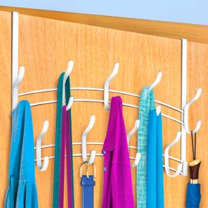 LYNK Professional Home Over The Door Hooks - 18 Hook Over The Door Hanger - Over Door Coat Rack - Hanging Towels or Clothes - Bathroom, Bedroom or Laundry Room - Lifetime Ltd. Warranty  White