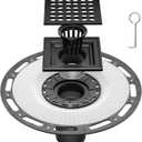 4 Inch Square Shower Drain Black with PVC Bonding Flange, Bonding Drain Shower Flange Kit 304 Stainless Steel Drain Grate for Low Profile Tiles, CUPC Certified