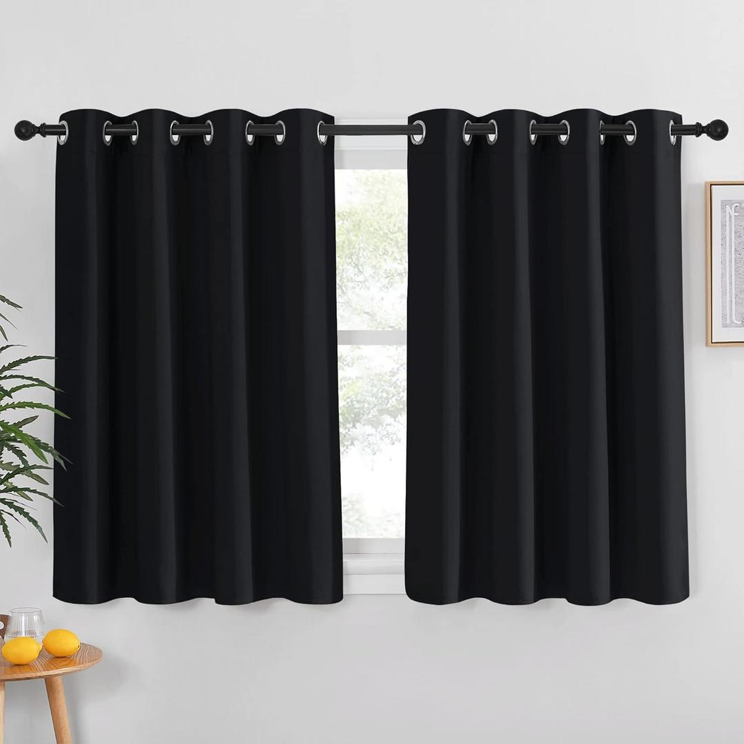 NICETOWN Black Out Curtain for Living Room - Easy Care Solid Thermal Insulated Grommet Blackout Panel/Drape for Bedroom Window (1 Panel, 52 inches Wide by 54 inches Long) (52"W x 54"L (Pack of 1))