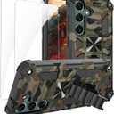 Camouflage Case for Samsung Galaxy S25 with Screen Protector, Military Grade Shockproof Camo Case with Kickstand for Galaxy S25/S24 MCM Army Green