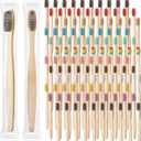 Sieral 120 Pcs Bamboo Toothbrushes Bulk, Soft Bristle Toothbrush for Adults, Natural Wooden Toothbrushes, Vegan Organic Bamboo Travel Tooth Brush, Individually Wrapped for Homeless, 7 Inch 12 Color
