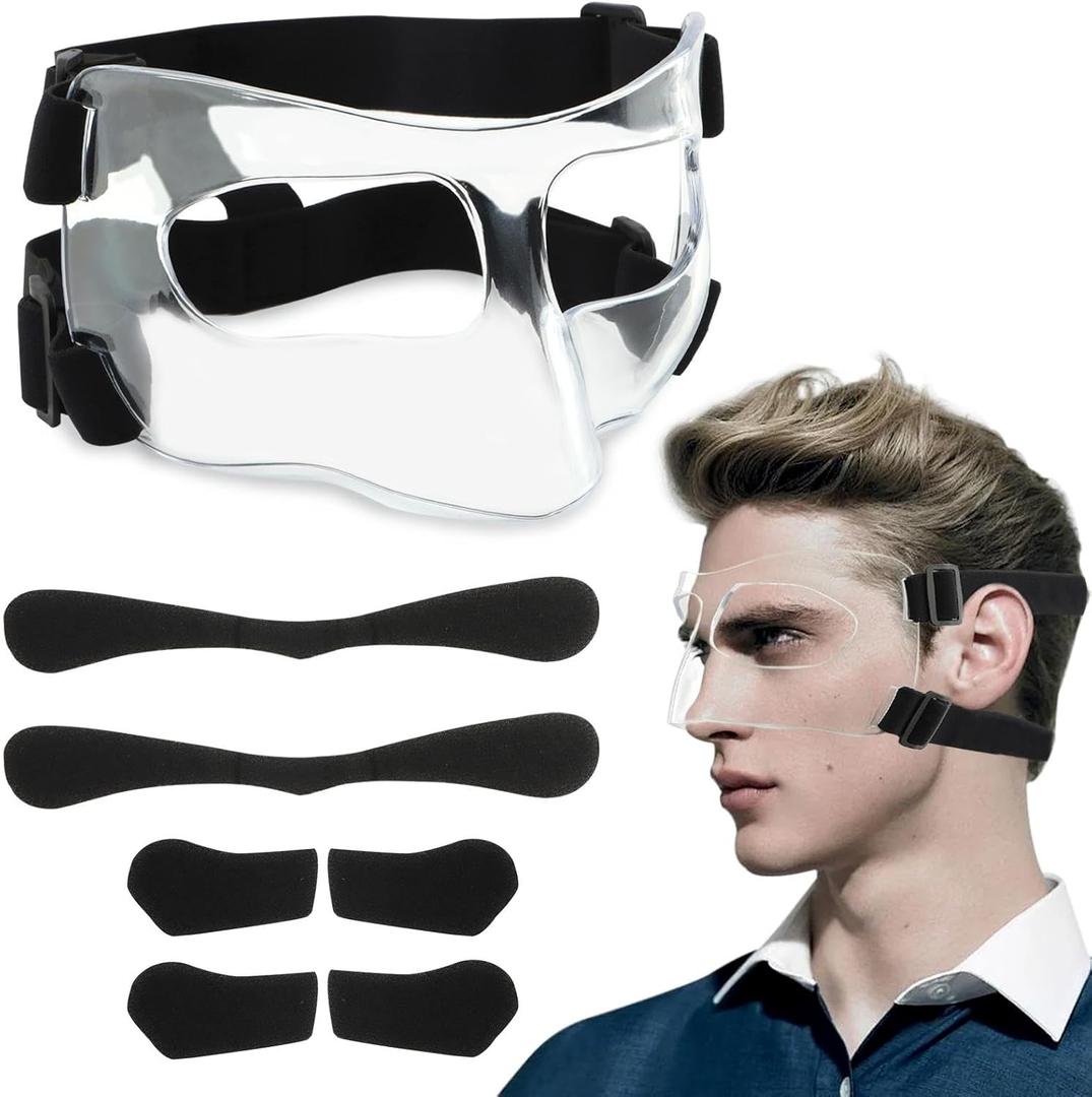 Nose Guard for Broken Nose, Adjustable Nose Guard for Sports, Face Shield Mask for Basketball, Soccer, Volleyball and Baseball, Suitable for Men and Women