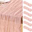 DeZerlor Pink Cheesecloth Table Runner 6 Pack Spring Easter Table Runners Boho Gauze 120 Inches Light Pink Cheese Cloth Table Decor for Wedding Bridal Baby Shower Parties