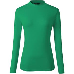 Women's Long Sleeve Slim Fit Turtleneck Basic Layering T-Shirt (X-Large, Green)