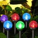 Honoson 6 Pieces Crackle Glass Solar Lights LED Color Changing Outdoor Lawn Lights for Garden Decor Patio Pathway Lawn Yard Landscape